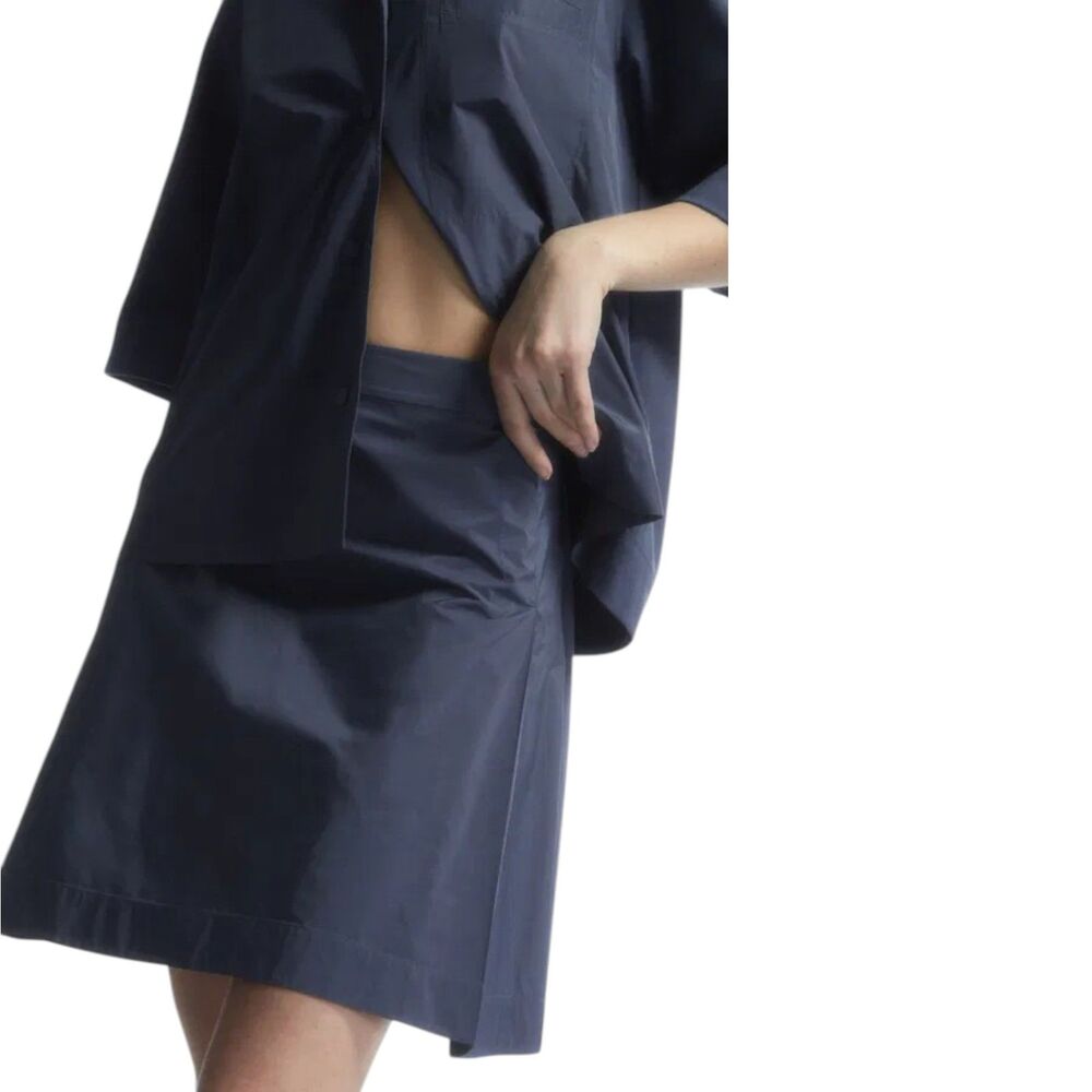 COS Shell Panel A-Line Mini Skirt Size Small High Waist Slate Blue NWT